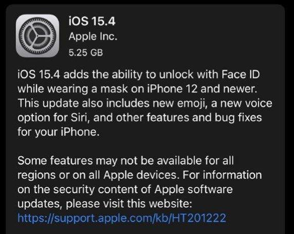 ios15.4正式版什么时候更新-ios15.4正式版推送时间